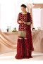 Maroon Faux Georgette Top Bottom & Dupatta - FFT6785 - Maroon - 2