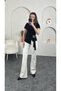 Flared Power L Lycra High Waist Jeans White Color