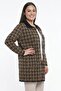 Women's Front Button Double Pocketed Patterned Glittery Plus Size Cardigan - 3