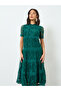 Green Lace Tiered Midi Dress - 3