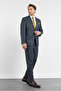 Navy Blue Mono Collar Flexible Waist 6 Drop Comfort Fit Full Lining Flexible Suit 1001260152 - 2