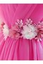 Girls Ruffle Hem Floral Detail Bow Party Dress - 4