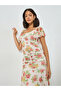 Multi Floral Sheath Midi Dress with Frill Sleeve - 3