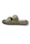 4500-26 Glittery Shiny Leather Striped Stones Anatomical Pair Buckled Women Slipper - 3
