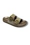 4500-26 Glittery Shiny Leather Striped Stones Anatomical Pair Buckled Women Slipper