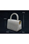 White Glittery Gold Chain Strap Piece Women's Evening Dress El Ve Shoulder Bag - 5