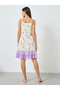 Purple Floral Print Ruffle Hem Strappy Nightdress - 5