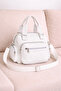 Women's White Satin Shiny Waterproof Multi-Compartment Hand & Shoulder Bag — Daily Mini Crossbody Bag with Column Strap