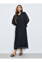 Black Chiffon Floral Neck Tie Maxi Dress