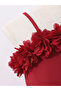 Girls Red One Shoulder Flower Details Ruffle Mini Dress - 6