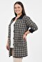Women's Front Button Double Pocketed Patterned Glittery Plus Size Cardigan - 2