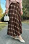 Piliseli Plaid Brown Skirt - 6