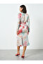 Floral Print Midi Dress with Belt - 5