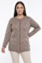 Women's Button-Front Double Pocket Diamond Patterned Plus Size Knit Cardigan - 2