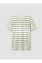 Green Crew Neck Striped Combed Cotton Men's T-Shirt - 3