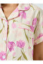 Beige Floral Print Short Sleeve Shirt and Shorts Set - 3
