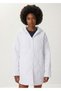 Women's White Quilted Jacket Oversized with Snap Buttons on the Front Comfortable Fit Coat - 7