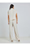 Beige Short Sleeve Shirt and Wide Leg Pants Set - 5