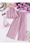 Girls Lilac Texture Sleeveless Top and Elasticated Waistband Pants Set - 2