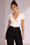 Women's Lace Detailed V-Neck Short Sleeve Blouse - 7