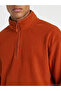 Orange Mock Neck Embroidered Fleece Men's Sweatshirt - 3
