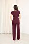 Women's Modal Fabric Crew Neck Short Sleeve Cropped Bottom Top Set - 4