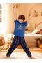 Boys Blue Bear Print Round Neck T-Shirt and Pyjama Set - 3