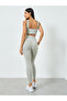 Grey Tonal Jacquard Low Back Sports Bra and Leggings Set - 5