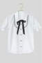 Girl's Black Ribbed Shirt with Bow and White Skirt April 23 Show Outfits - 3