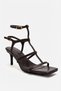 Viento Brown Leather Strapped Women's Stiletto Heel U Shoes - 3