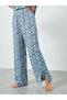 Blue Floral Print Lace Trim Top and Pyjama Set - 4