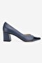 Women's Dark Blue Genuine Leather Classic Shoes with Medium Heel, Size 35-41 - 5