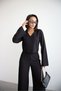 Women's Crinkle Fabric Button Shirt and High Waist Wide-Leg Pant Set