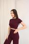 Women's Modal Fabric Crew Neck Short Sleeve Cropped Bottom Top Set - 7