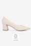 Women's Beige Genuine Leather Classic Shoes with Medium Heels, Size Leather 5-41