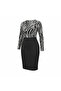 Women's Patterned Dress with Back Zipper Slit