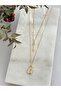 Steel Zircon Stone Key Lock Pendant Trend Double Necklace Set - 4