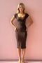 Women's Oval Collar Stretchy Fabric Body Hugging Pencil Ribbed Knit Dress - 4