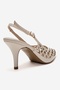 Jever Beige Skin Laser Cut Pointed Toe Slingback Women's Stiletto Heel U Shoes - 5