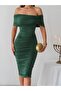Sendy Midi Length Ruched Dress with Cowl Neck 583279 Emerald - 4