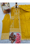 Yellow Chinon Silk Top Bottom & Dupatta - HRT7502 - Yellow - 3