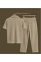 Ottoman Patched Polo Collar T-Shirt and Baggy Sweatpants - %100 Cotton - Summer, Casual Wear 2-Piece Set - 3