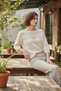 Women's Cream Boat Neck Lace-Like Knit Casual Drapey Knitwear Hand Knitted Crochet P Cotton U Blouse Sweater - 5