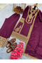 Purple Chinon Silk Top Bottom & Dupatta - HRT7502 - Purple - 4