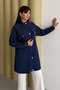Hakim Collar Snap Fastener Pocket Detailed Modal Hijab Tunic 3179 Navy Blue - Special Series - 6