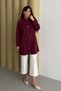 Hakim Collar Snap Fastener Pocket Detailed Modal Hijab Tunic 3179 Claret Red - Special Series