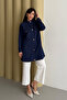 Hakim Collar Snap Fastener Pocket Detailed Modal Hijab Tunic 3179 Navy Blue - Special Series - 7