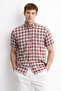 قميص رجالي بأكمام قصيرة - AVRES BORDEAUX MULTI CHECKED