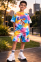 Boy's Batik Print Shorts Set Oversized T-Shirt + Shorts Summer Casual Combination