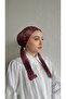 Burgundy Deer Pattern Tulle Bent Scarf Bonnet - Non-Slip Anti-Sweat (Anti-Slip) - 4